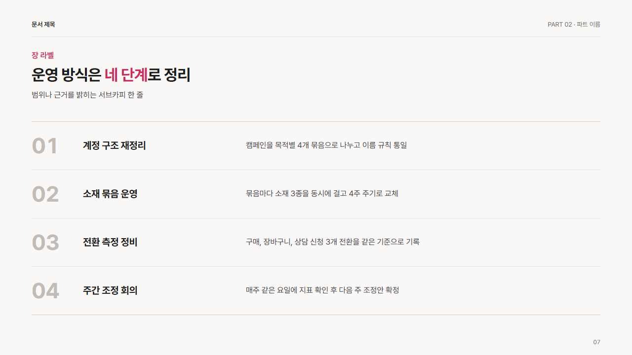 큰 번호 목록 4개(세로)