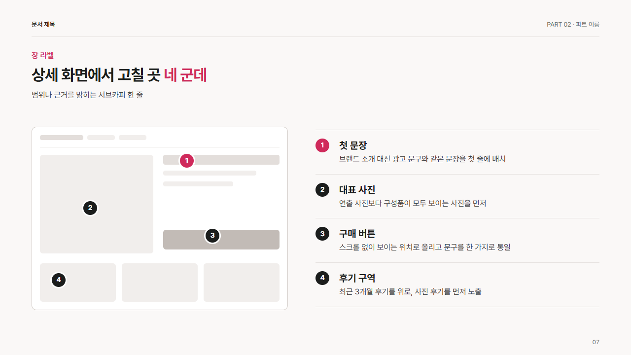 화면 자리와 번호 주석 4개