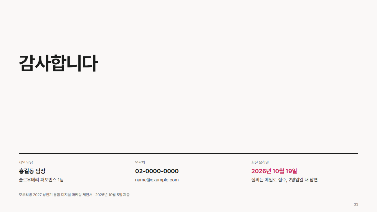마무리: 연락처와 감사 장