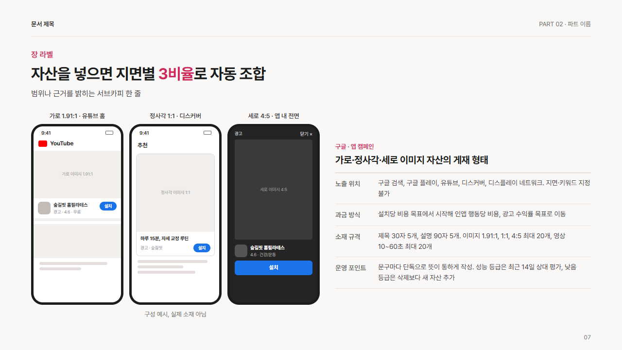 구글 앱 캠페인 자산 3비율