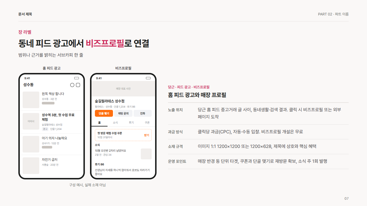 당근 피드 광고와 비즈프로필