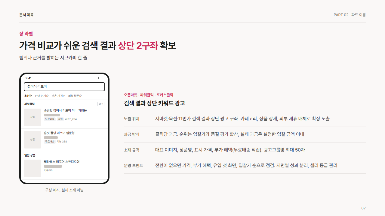 오픈마켓 검색 결과 키워드 광고