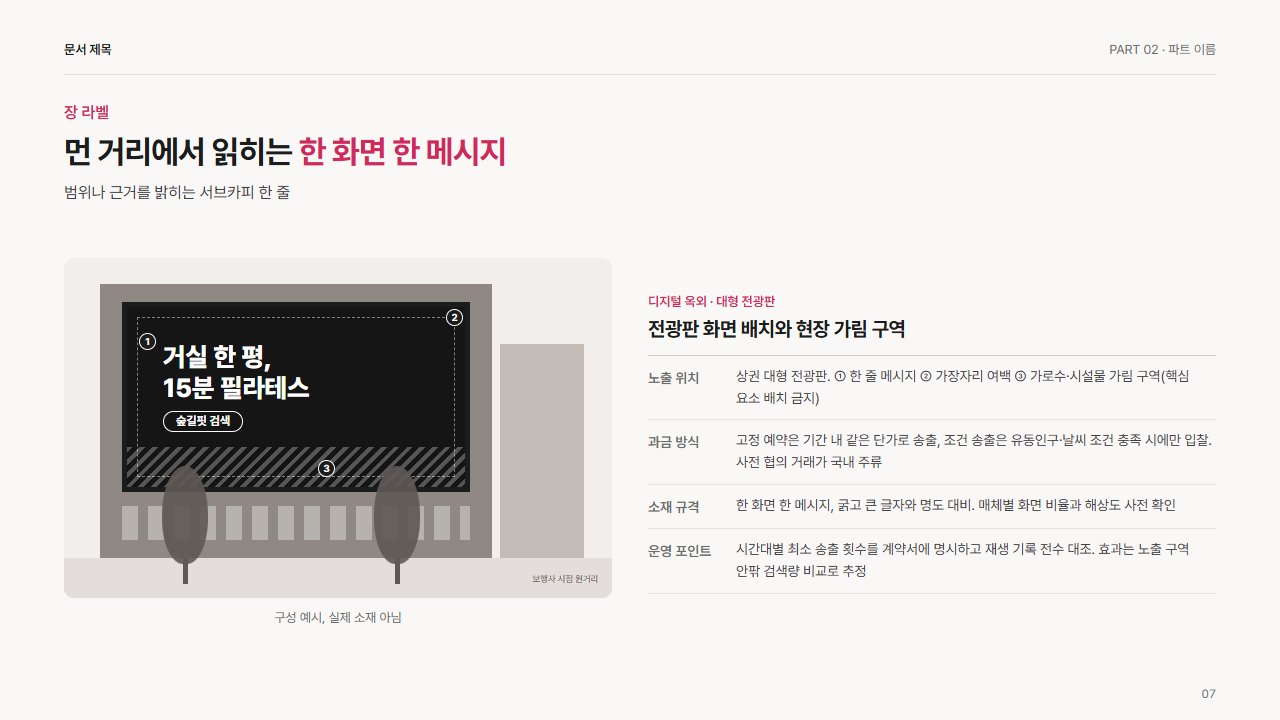 디지털 옥외 전광판 화면 배치