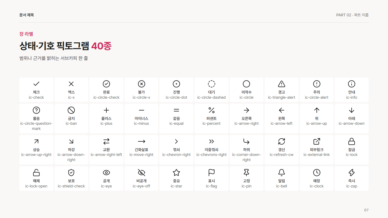 상태·기호 픽토그램 40종