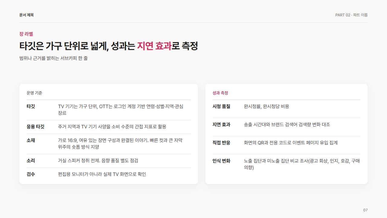 좌우 2표(항목·기준 2열씩)
